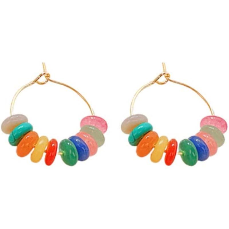 

Женские красочные нефритовые серьги, персонализированные универсальные серьги в стиле ретро в стиле барокко, модные серьги