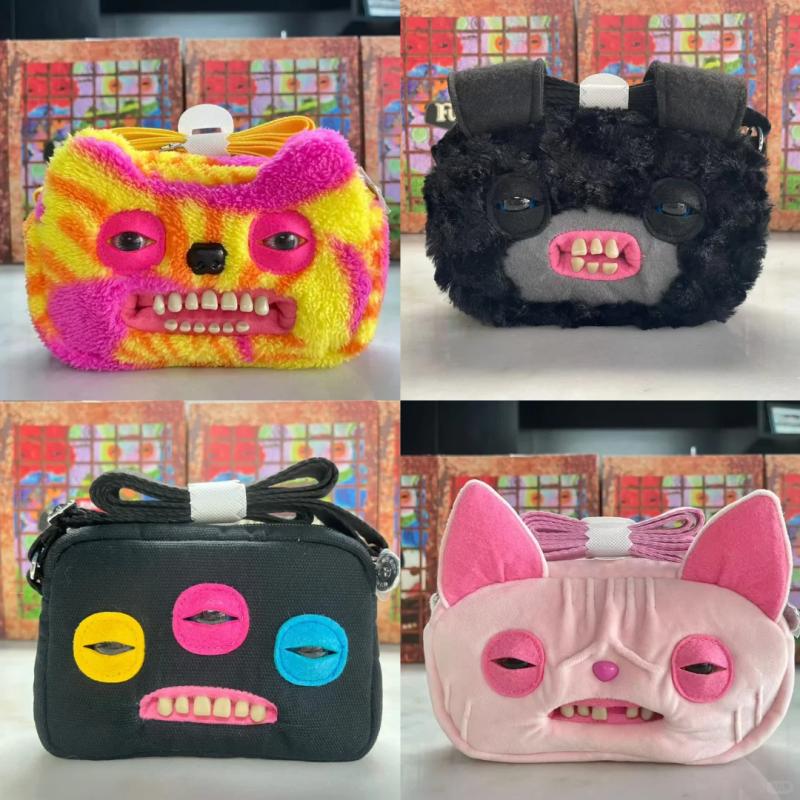 Borsa a tracolla con denti da mostro in peluche tie-dye Brutta Carina Morbida Soffice Divertente Borsa a spalla Accessorio casual Regalo