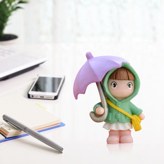 Cute Umbrella Girl Model Micro Landscape Cute Umbrella Raincoat Girl Ornament Home Decor Gardening