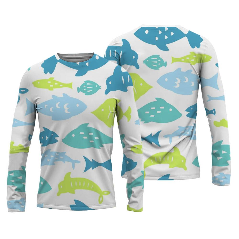 New Men's Fishing Shirts Customizable Print T-Shirt Fishing Apparel Long Sleeve Fishing Shirt Outdoor Sports Crewneck Tops 6XL