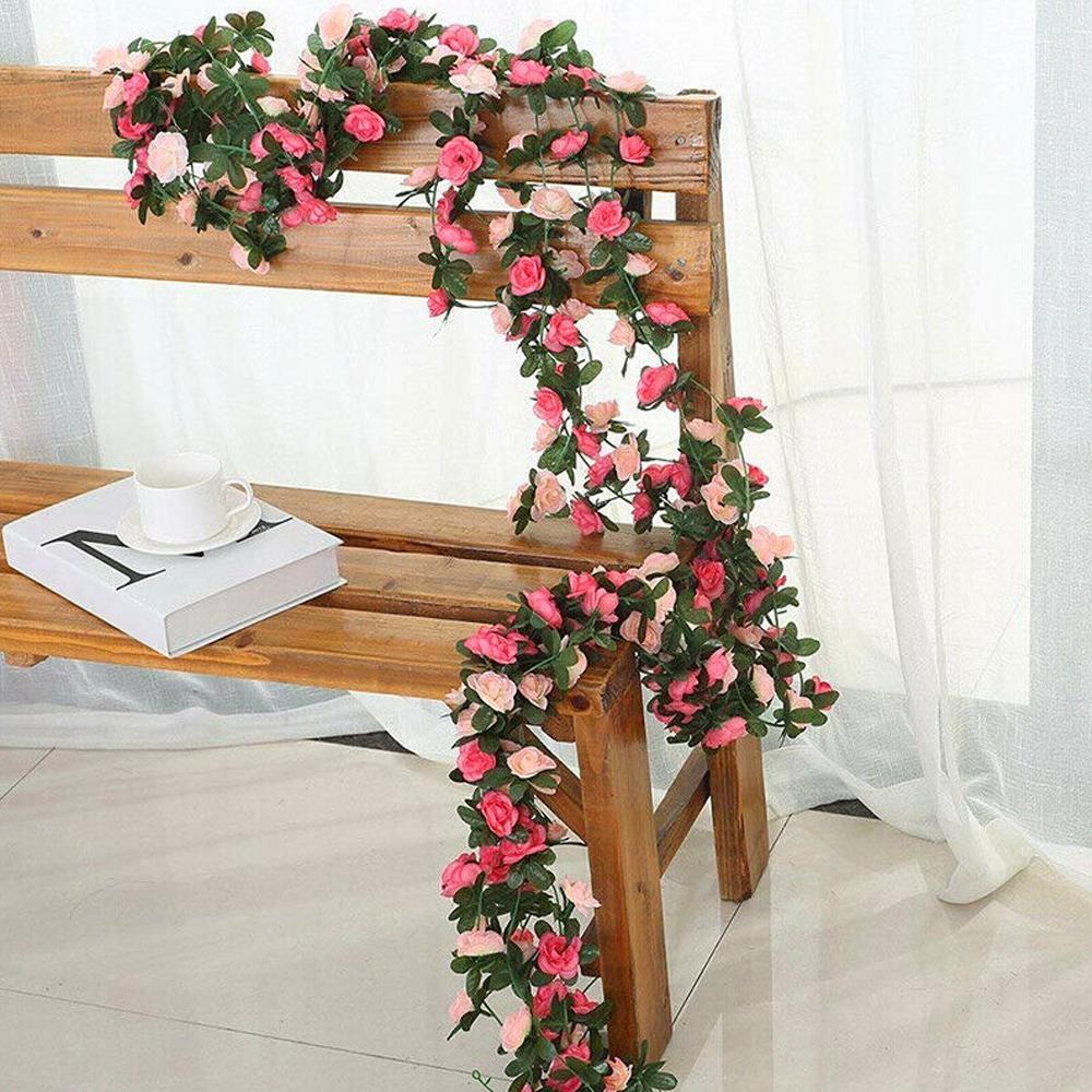 6/2pcs Wisteria Artificial Flowers Vine Garland Plant Wedding Arch Decor Backdrop Rattan Silk Leaf Hanging Ivy Outdoor Greenery