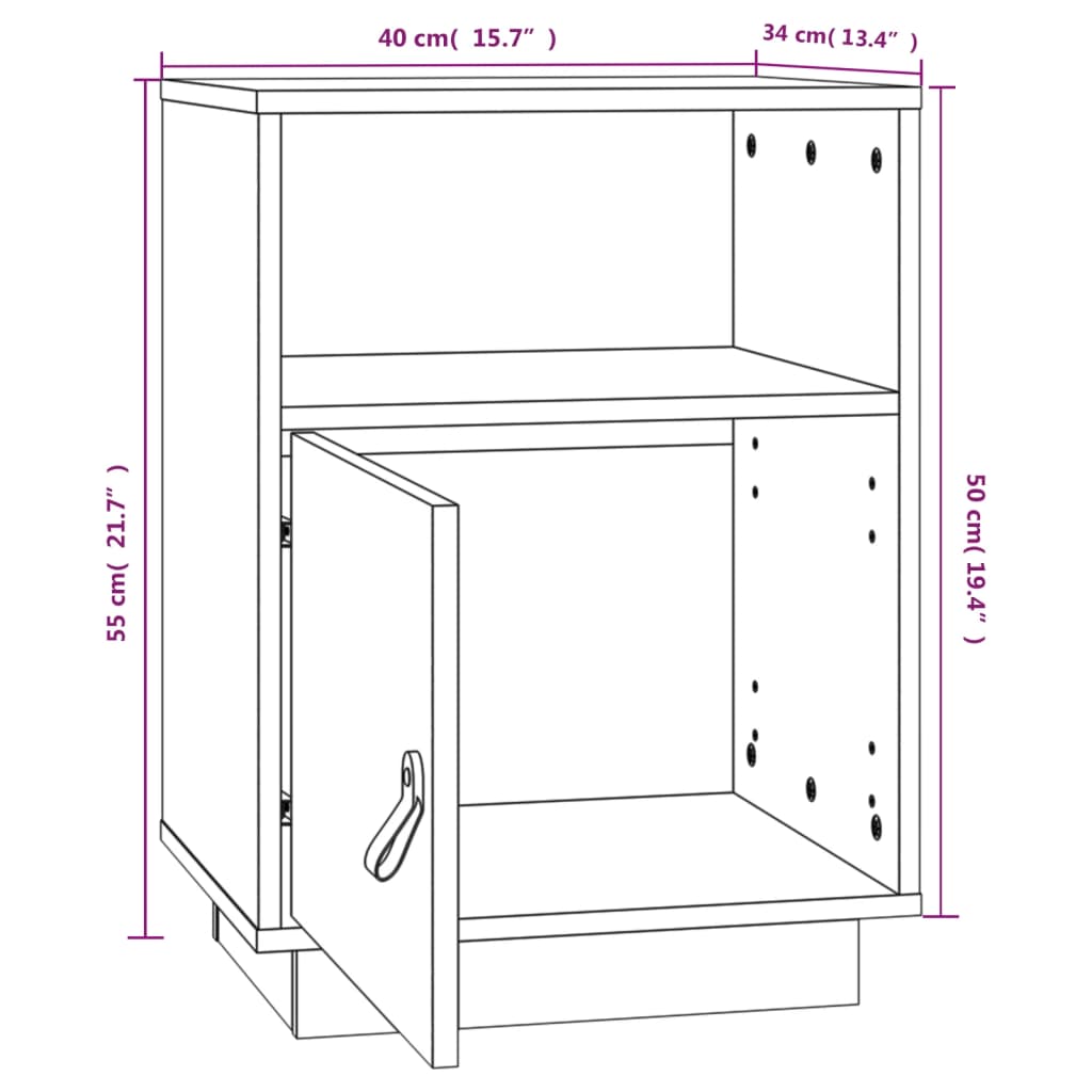 Nightstand Black 40x34x55 Cm Solid Pine Wood