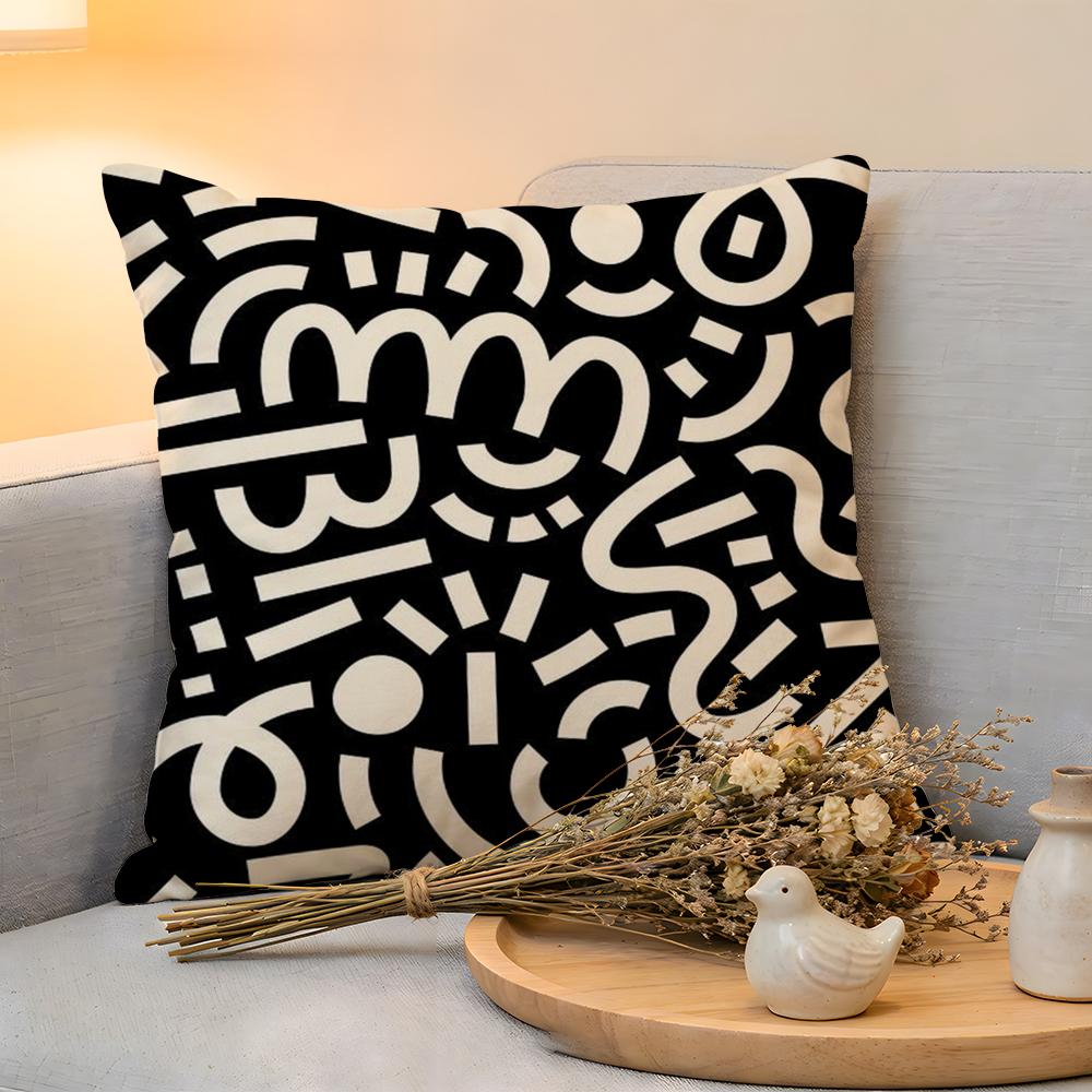 Cushion Cover Linen SkinFriendly Soft Decorative Case for Sofa Home Decor Advanced Black White Pillow Cover