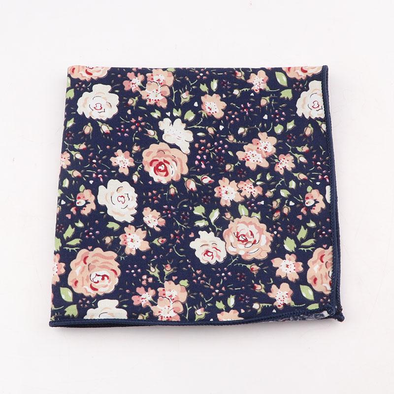 25cm Vintage Floral Cartoon Printed Handkerchief Cotton Women Men Wedding Suits Pocket Square Adult Gift Accessory High Quality
