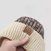 Face showing Small Knitted Letter Logo Men's Woolen Hat Korean Style Hat Autumn and Winter Plus Velvet Thickened Ear Protection Pullover Hat