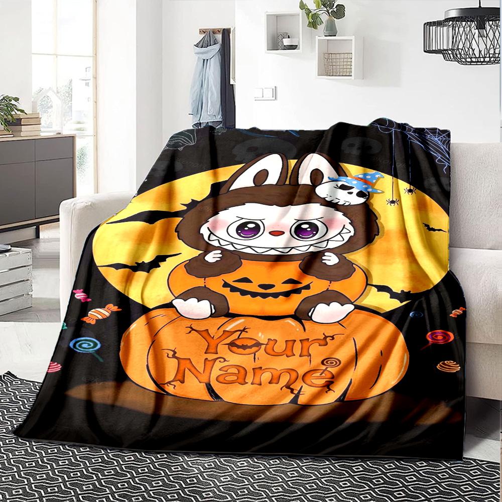 Labubu Personalized Name Blanket Multi-purpose Customizable Blanket Durable Comfort for Home Decor Office Office Chair Living Room for All Occasions