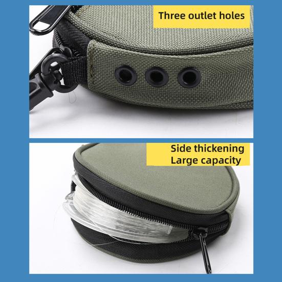 Fishing Wire Storage Bag Zipper Closure Large Capacity Water-Resistant Fabric Lightweight Portable Fishing Gear Organizer