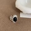 Natural Stone Double-Layer Open Ring Women'S Niche Design Sense Retro Personality Fashion Temperament Versatile Ring Ring