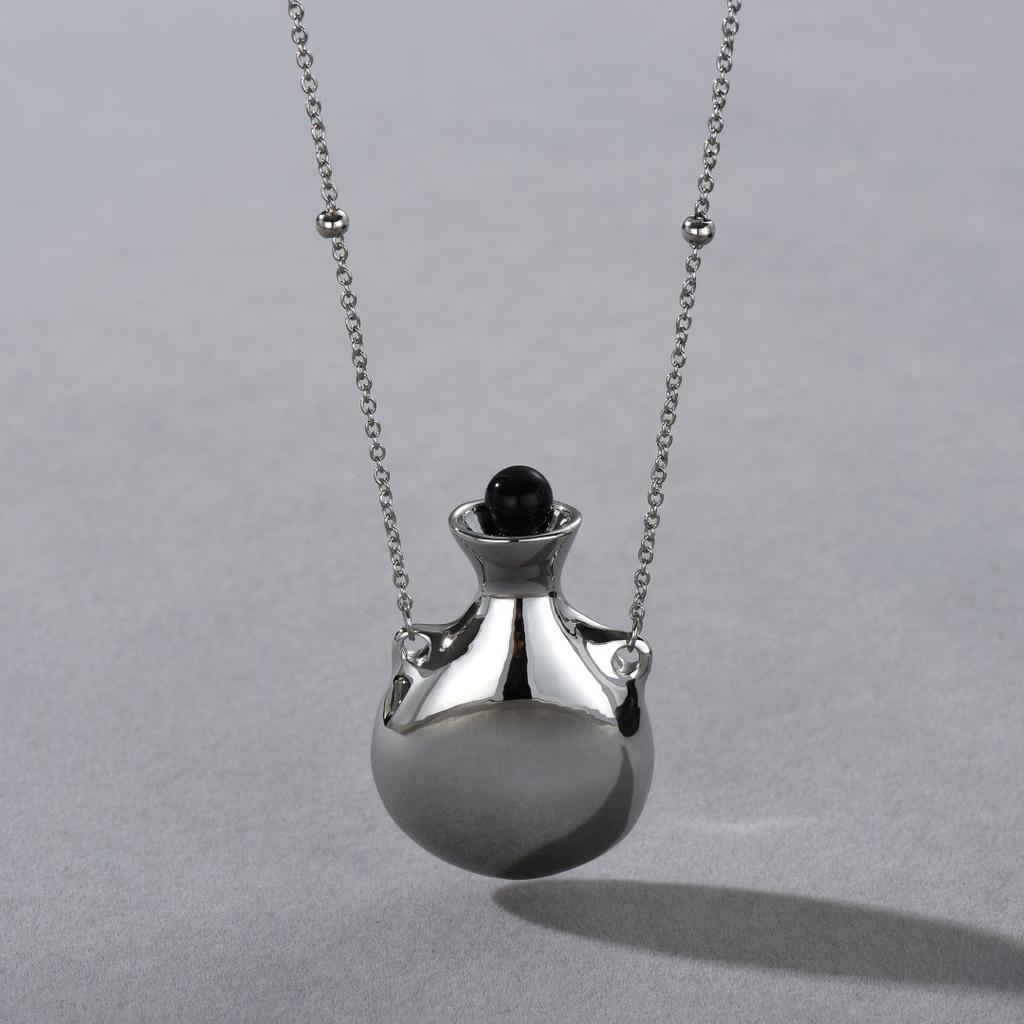 Premium Silber Parfümflasche Lange Pulloverkette Leichter Luxus Einfach Unverzichtbar Einzigartige Persönlichkeit Halskette