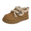 Velvet cotton shoes women's 2025 autumn and winter new Korean version outside wear Internet celebrity snow boots lamb wool platform explosion casual