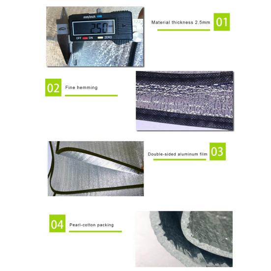 Aluminiumfolie Schaummatte Isolierende Campingmatte Reflektierende Wärme Feuchtigkeitsbeständig Wasserdicht Outdoor Picknickmatte EPE Innenraum Faltbar Handgepäck Doppelseitig