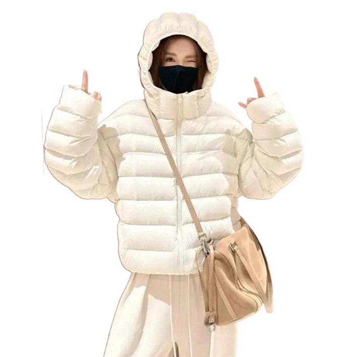 Winter women's clothing loose silhouette hooded ribs cotton clothes, small people wear thickened cold-proof cotton-padded clothes