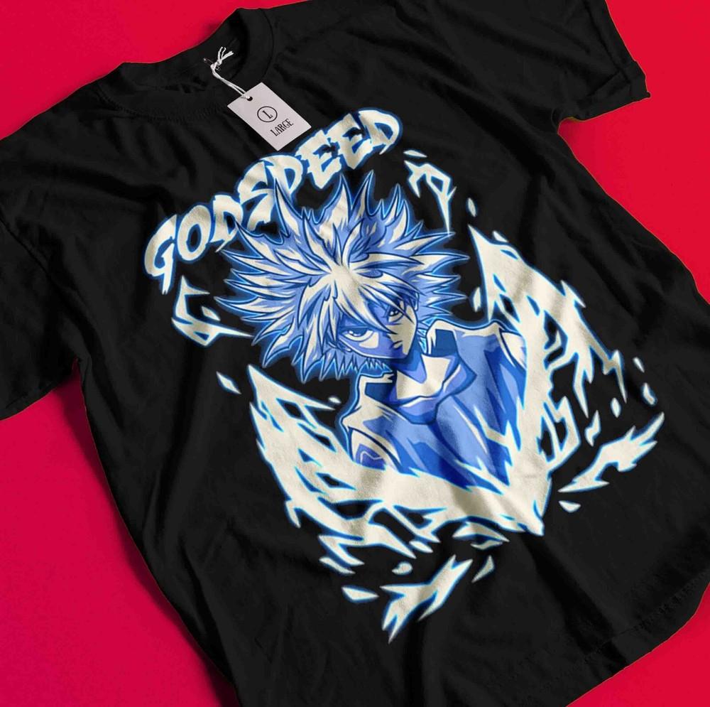 

Killua Tshirt Hisoka Shirt Hunter X Hunter Manga Strip HXH Tee Anime Gon T-Shirt BB1302 2XL