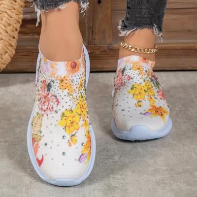 Fashion 2024 Women's New Soft Printed Flat Shoes Autumn Breathable Thick-Soled Sports Shoes Women's Chinese Style Flower Casual Shoes