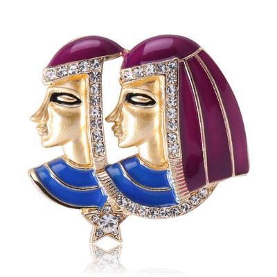 Vintage Gericht Cleopatra Emaille Öl Tropfen Brosche Kreative Persönlichkeit Strass Licht Luxus Pin Corsage