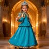 Halloween Childrens Medieval Princess Cosplay Dress With Crown And Scepter For Party