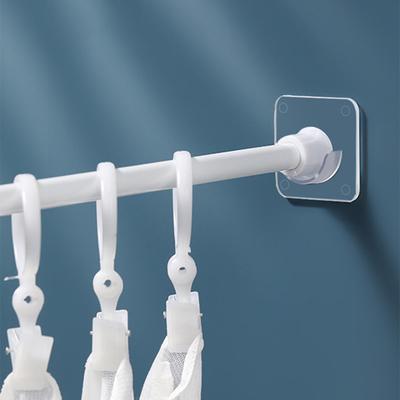 1 Set Curtain Rod Holder Punch Free Transparent ABS Adhesive Shower Tension Rod Mount Brackets Set for Home