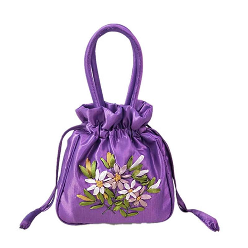 Women's Ethnic Embroidered Small Handbag: Clutch, Mommy, Bucket, Hanfu, and Phone Bag with Drawstring