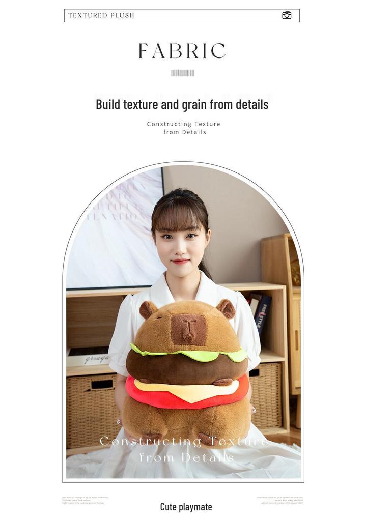 Capybara Hamburger Plush Pillow Doll - Perfect Birthday Gift for Women