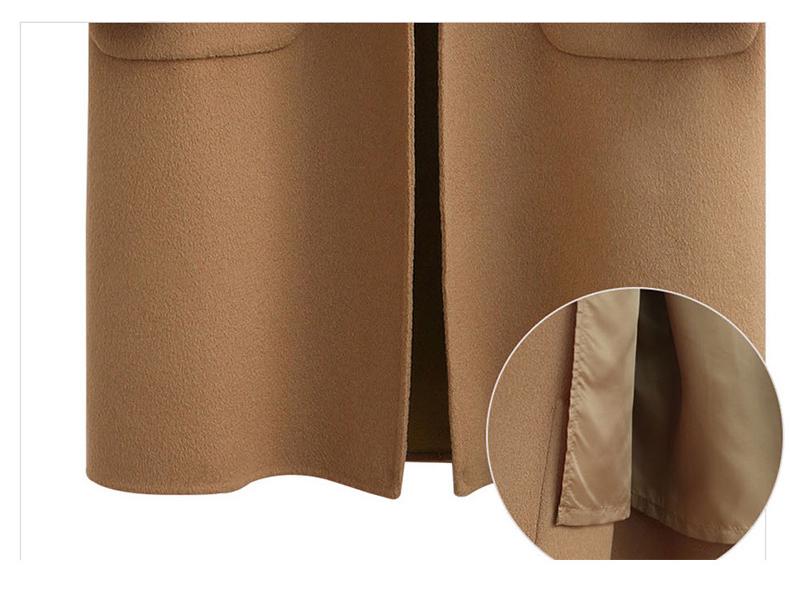 European & American Women's Long Double-Sided Wool Coat for Autumn & Winter