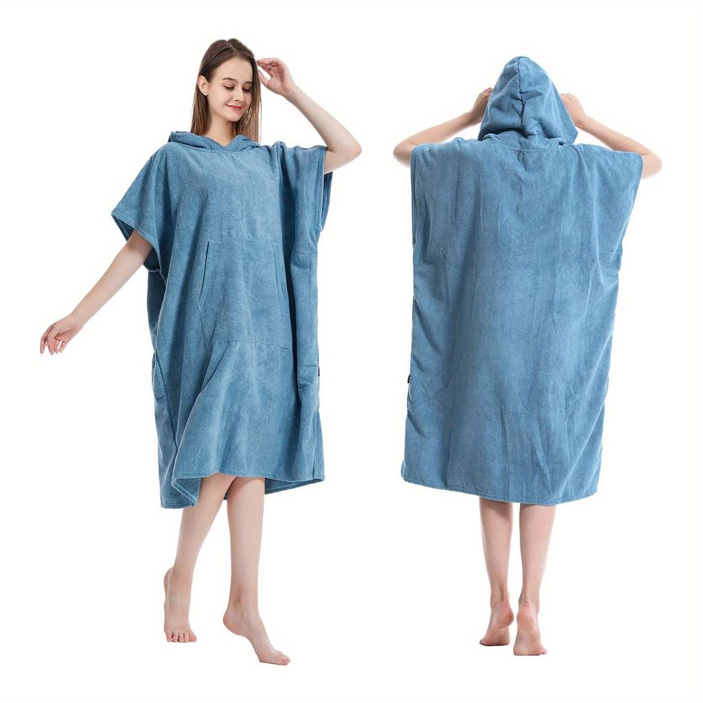 Quick Dry Hooded Towel Robe with Pocket Unisex One Size for Swimming Surfing Outdoor Sports Beach Activities