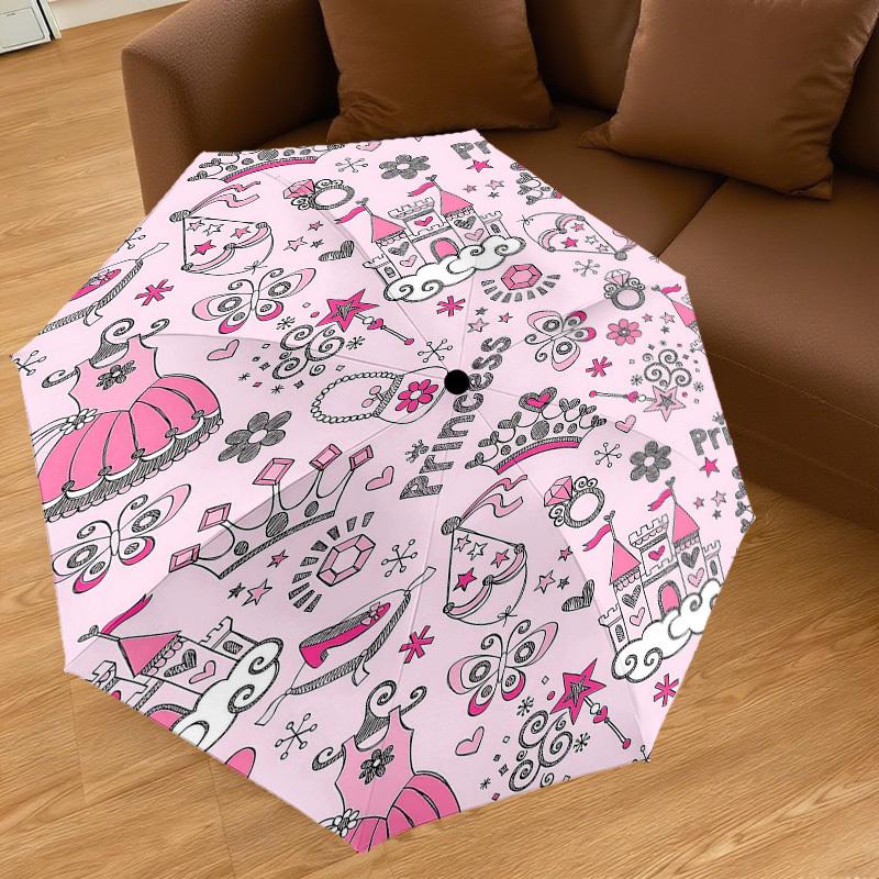1PC Princess Prince Umbrella-8-Rib Reinforced Portable Folding Travel Suitable for All Seasons Outdoor Daily Use -J0351