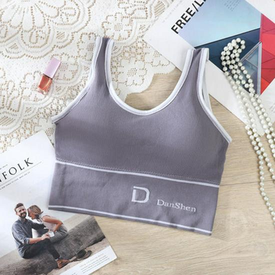 

Женский бесшовный спортивный йога-бандажный жилет - без косточек, U-образная спинка One Size серый/фиолетовый