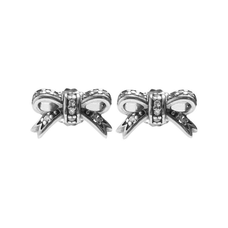 Pandora Bow Shaped 925 Silver Earrings Women earrings 290555CZ Box
