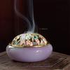 Glass Jade Incense Burner/ Engrave Nine-tailed Fox Pattern Indoor Sandalwood Agarwood Incense Coil Censer Tabletop Decoration