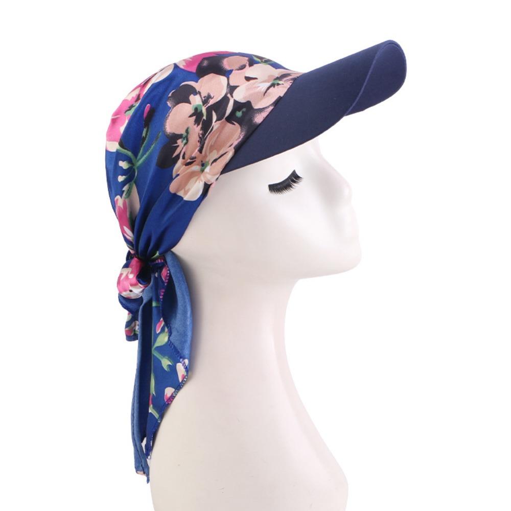 Breathable Women Printed Satin Headscarf Hat Summer Baseball Cap Outdoor Sun Hat  For Men Women