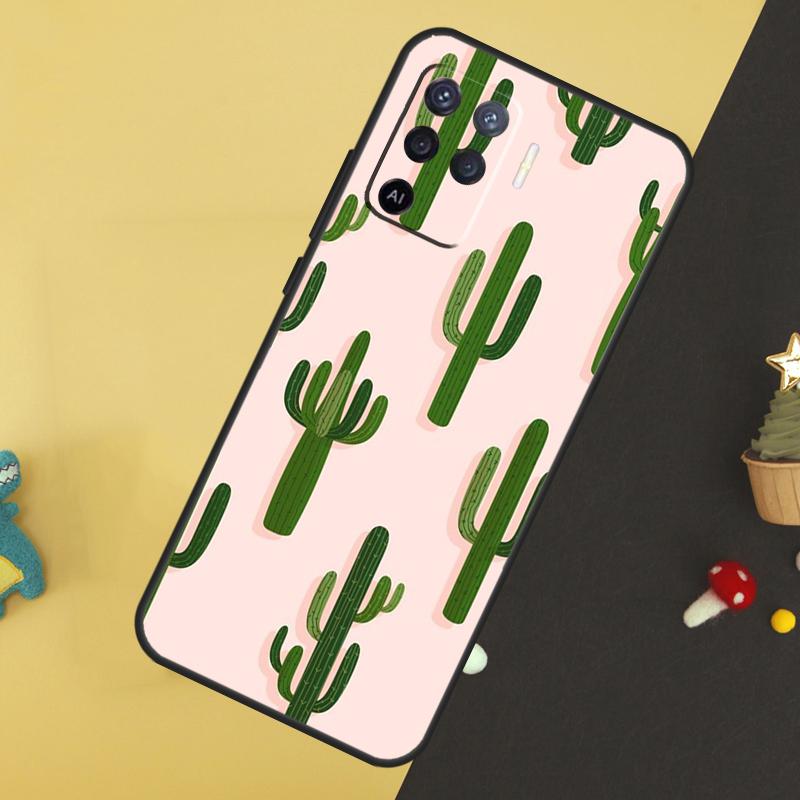 Plant Cactus Case For Oppo A5 Pro A6 A15 A16 A76 A96 A17 A57 A98 A58 A78 A18 A38 A54 A74 A94 A40 A60 A80