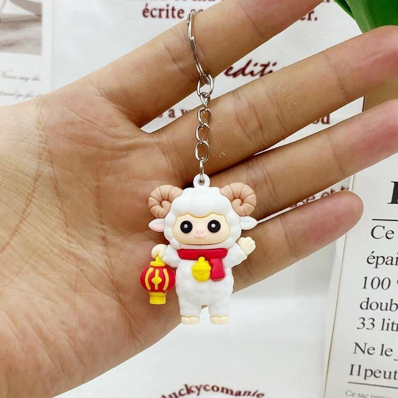 Cartoon Goat Silicone Keychain Colorful Soft Durable Collectible Animal Decor for Kids Children School Bag Key Accessory