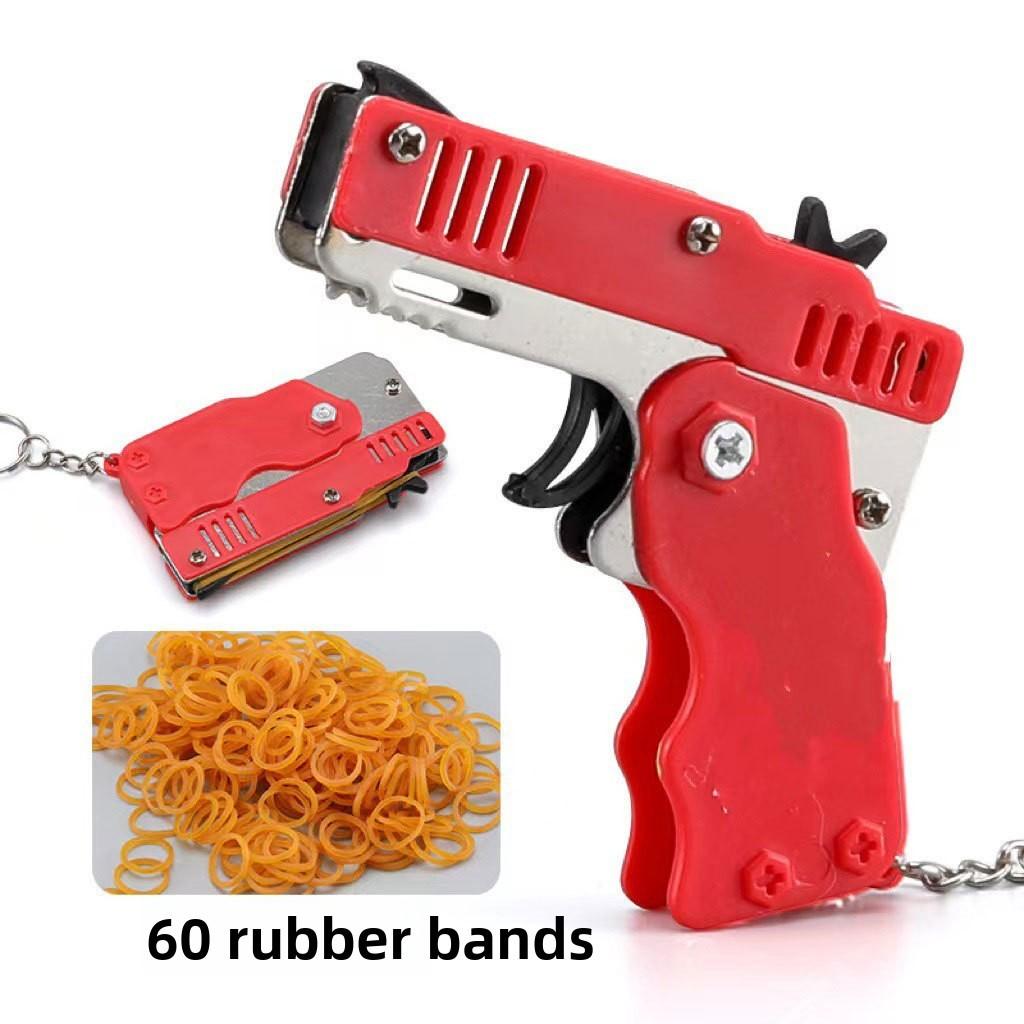 Foldable Continuous Launch Rubber Circle Model Gun Alloy Children Keychain Toy