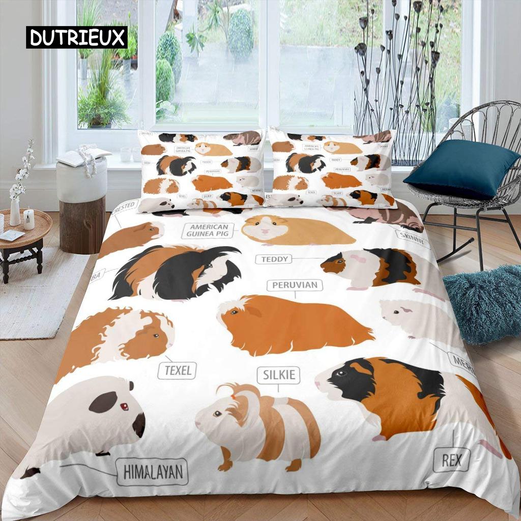 Marsvin Sengesett Søt Mus 3D Dynetrekk Dyredynetrekk for barn Gutter Jenter Tenåringer Mykt Twin polyester dynetrekk