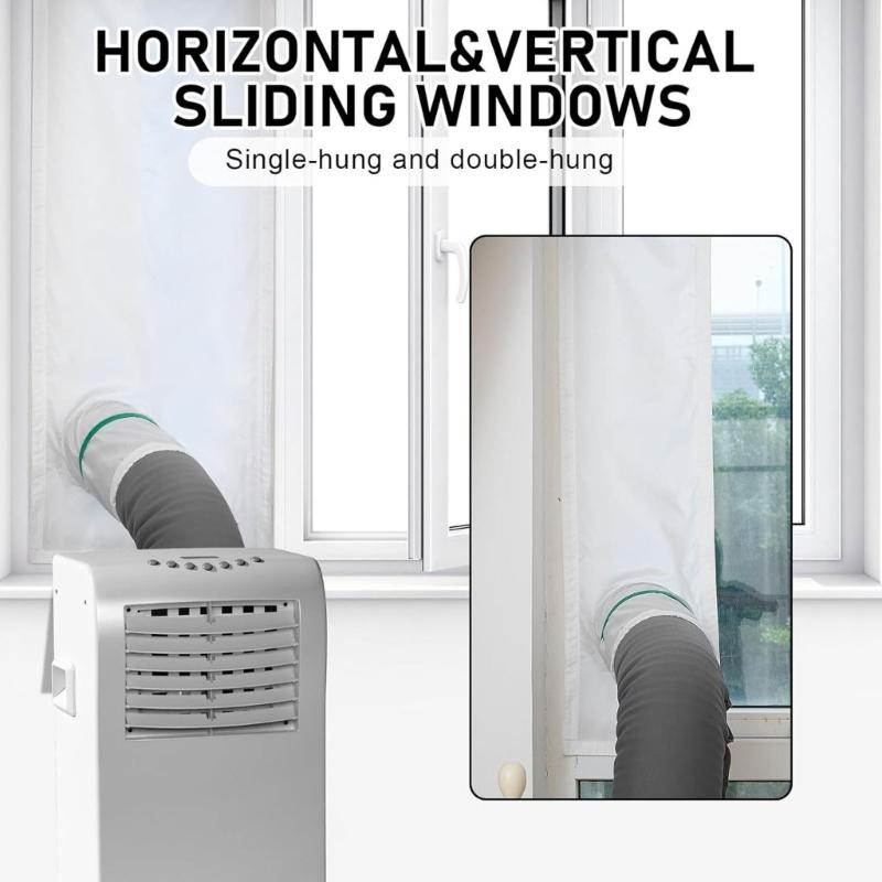 Portable Air Conditioning Exhaust Hose Cover and Window Seal Set Adjustable Length Hose Insulation Sleeve for Window