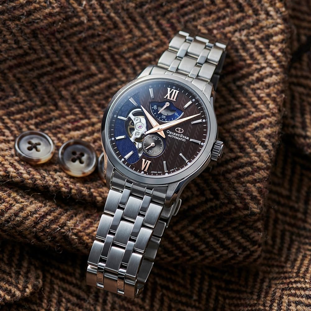 Orient Star Automatic Mechanical Watch Layered Skeleton Open Heart RK-AV0B02Y Men's Brown 2-Year Warranty Japan Made