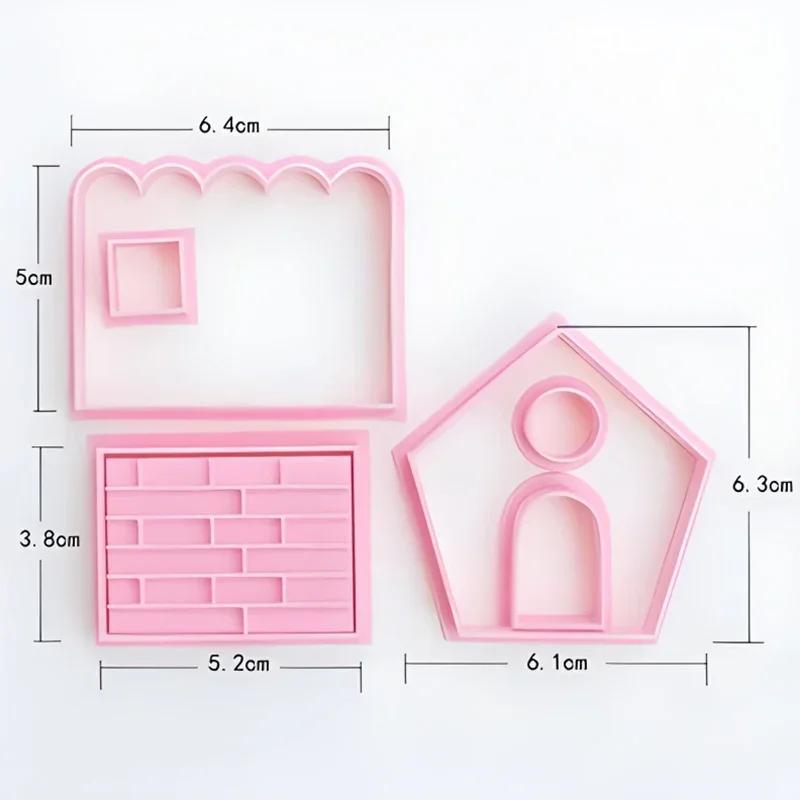 

1Set Gingerbread House Cookie Cutter kit 3D Christmas Home Mold Cartoon Fondant Cookie Stamp New Year Cake Decor Baking Supplies