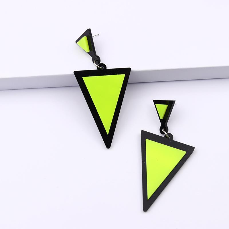 Korean Fashion Fluorescent Colorful Triangle Acrylic Drop Earrings for Women Big Geometric Pendant Earring 2026 Trend Jewelry
