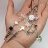 Black Punk Y2K Phone Pendant Chain Cool Girl Sweet Pink Beaded Charm With Cross Butterfly Love Accessories For iPhone Camera Bag 1