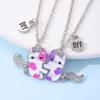 Fashion Best Friend Necklace 2pcs/set Cat Pendant Necklaces for Couples Choker English Letter Clavicle Necklaces Friendship