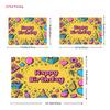 2D Yellow Happy Birthday Backdrop, Cartoon Party Doodles & Gifts Photo Background