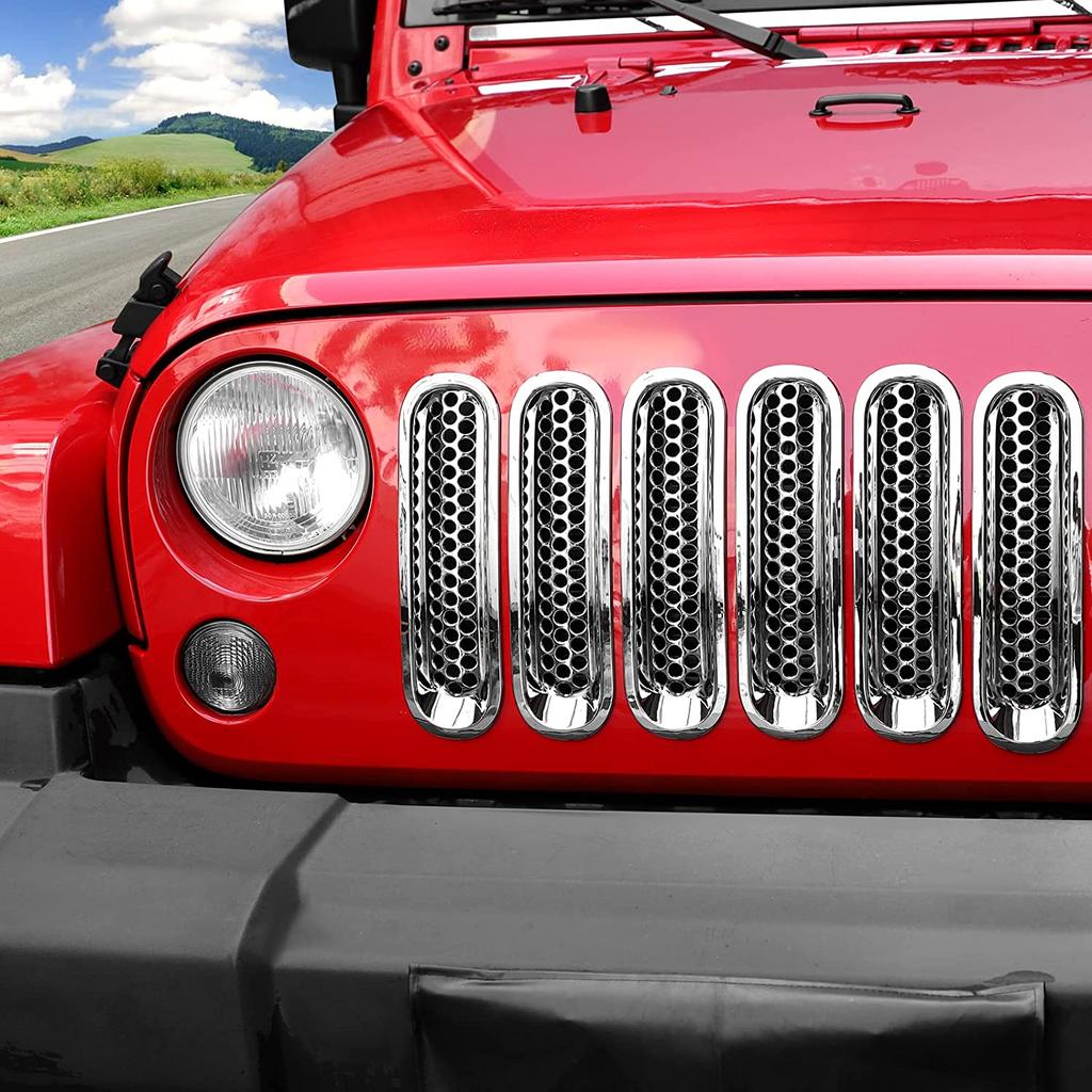 Front Mesh Grille Cover Protector Grill Insert Sticker For Jeep Wrangler JK 2007-2017 Honeycomb Decoration Accessories