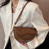 Women Vintage PU Leather Solid Color Flap Small Saddle Shoulder Underarm Bag Fashion Wide Strap Flap Design Crossbody Bag