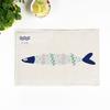 Linen Placemat Table Mat Fish Print Nordic Pads For Kitchen Dining Table Disc Pads Bowl Coasters Home Decor 44x28cm 2/4/6pcs