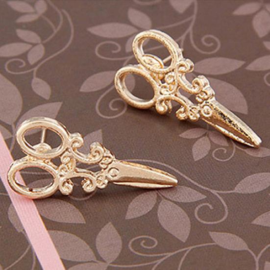 Unique Scissors Shape Design Punk Female Girls Ear Stud Earring Jewelry Gift