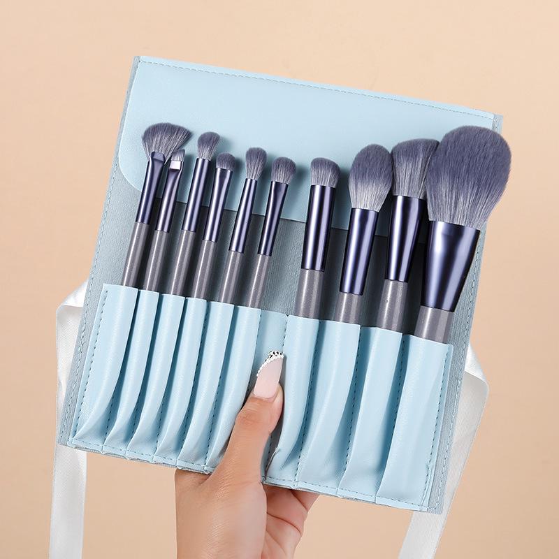 Cangzhou 10-Piece Purple Rabbit Makeup Brush Set: Powder, Concealer, Highlight, Eyeliner, and Eyeshadow Brushes