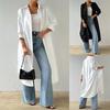 Autumn 2024 Solid Color Mid-Sleeve Long Cardigan for Women