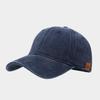Fashion Hat Vintage Washed Cotton Baseball Cap Side Peak Leather Label Cap Casual Versatile Sun Hat Tide