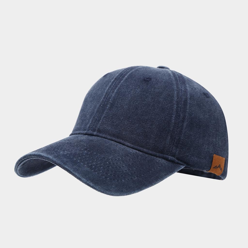 Fashion Hat Vintage Washed Cotton Baseball Cap Side Peak Leather Label Cap Casual Versatile Sun Hat Tide