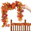 Fall Maple Leaf Garland Multi-Purpose Artificial Autumn Foliage Garland Thanksgiving Door Wreath for Fireplace Party Christmas